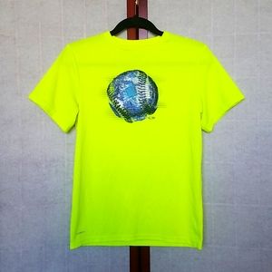 Champion Neon yellow short-sleeved baseball graphic tee shirt Kid's size L